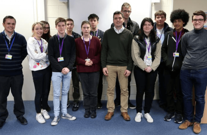 Huw Merriman debates with Bexhill 6th Form College students