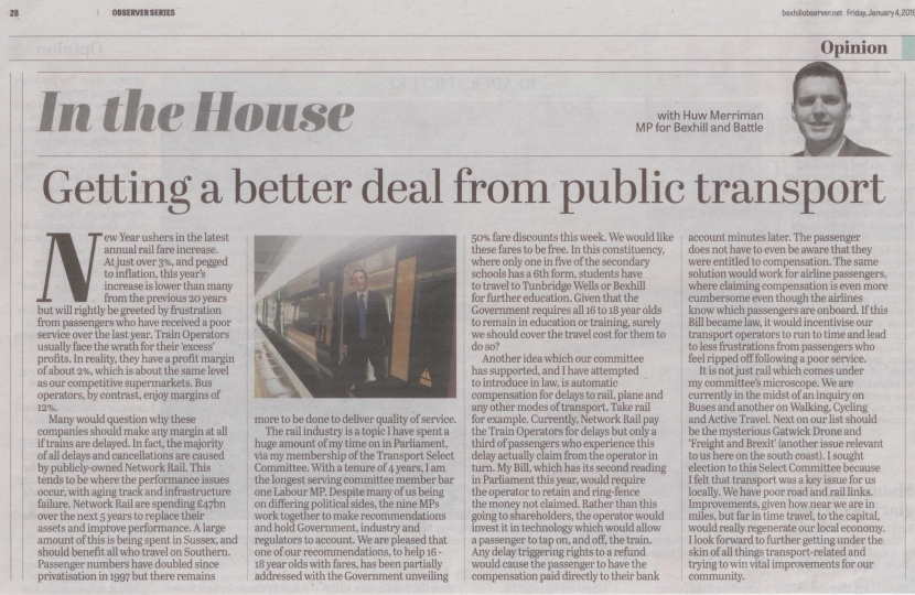 Getting a better deal from public transport - Observer article