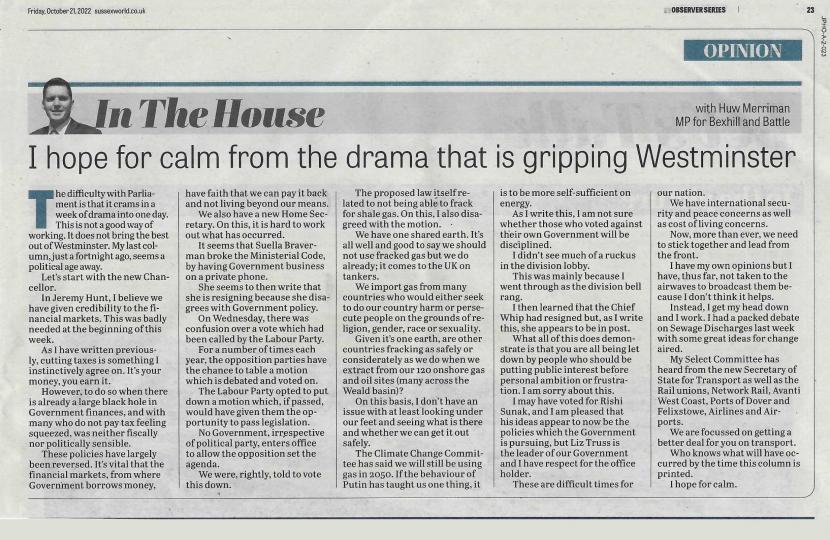 Photo of Huw's article