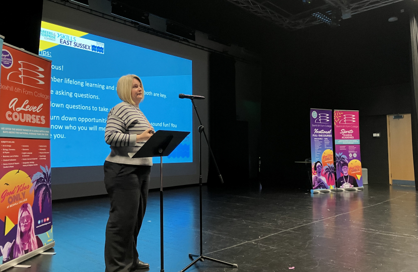 Photo of Jennie Cole, East Sussex County Council Careers Hub speaking at College launch
