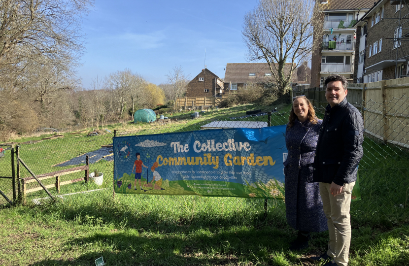 Photo of Huw and Heather Winchester outside Collective Garden in Sidley