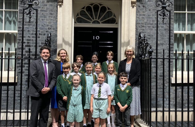 Little Common School council and Huw outside 10 Downing street