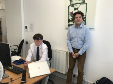 Huw and Henry in constituency office