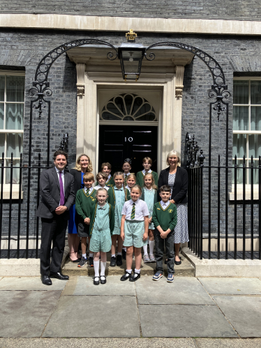 Little Common School council and Huw outside 10 Downing street