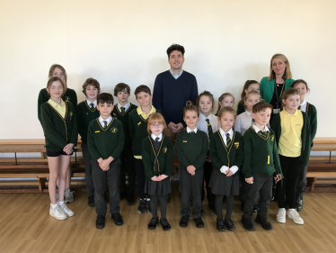 Huw and Mrs Moor, Deputy Head with Little Common school councillors